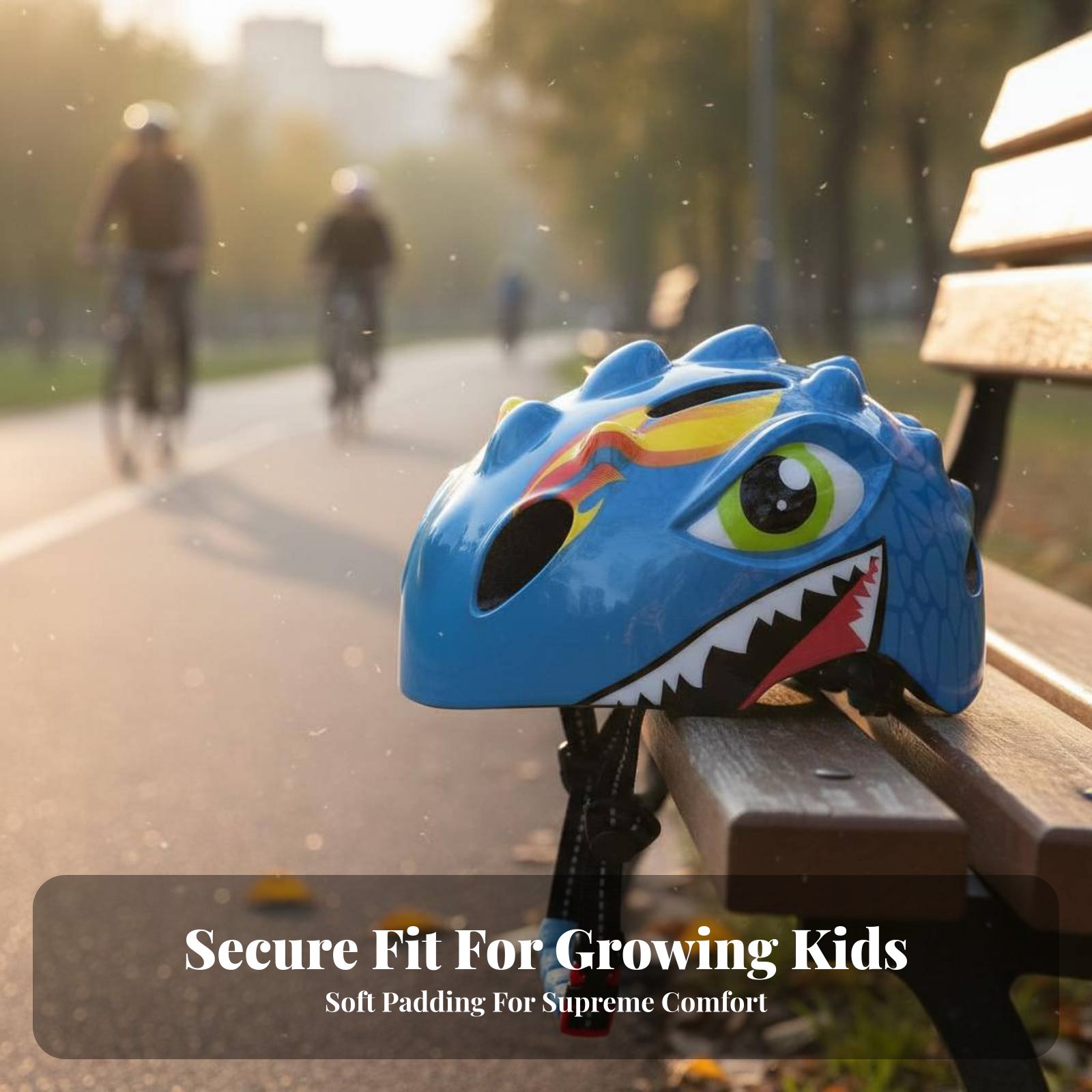 Sports Equipment For Kids - Capacete de Dinossauro em Estilo Cartoon,